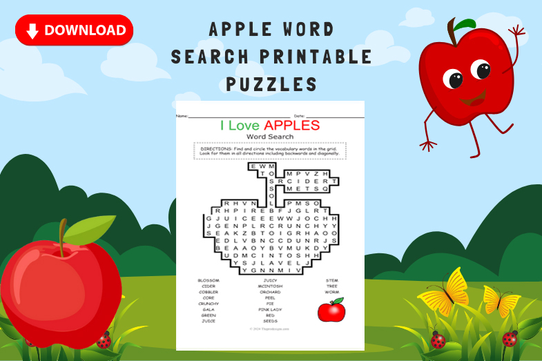 Apple Word Search Printable Puzzle