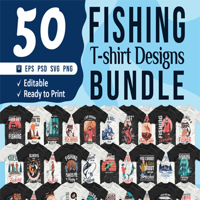 Fishing T-Shirt Designs Bundle Vector