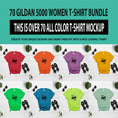 Women's Gildan 5000 T-Shirt Mockup Mega Bundle