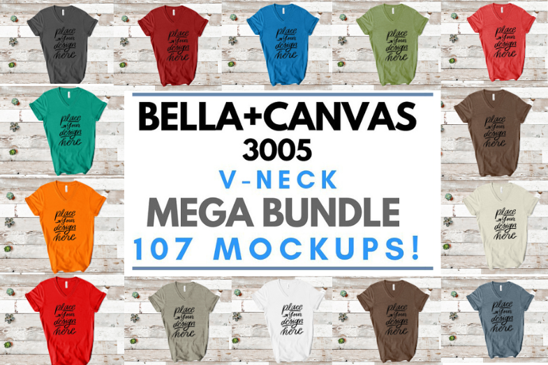 Bella Canvas 3005 V-Neck Mockup Set